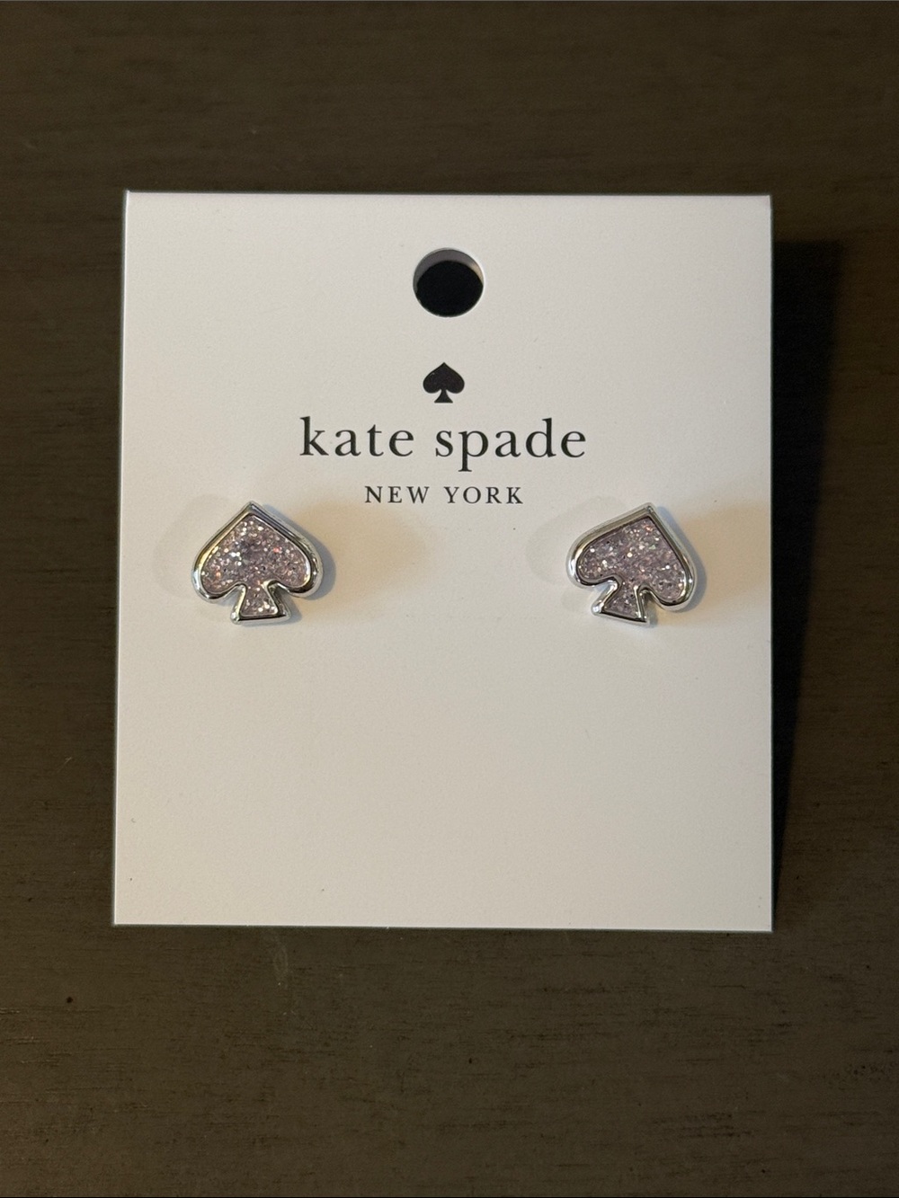 Kate Spade Glitter Enamel Spade Earrings NWT